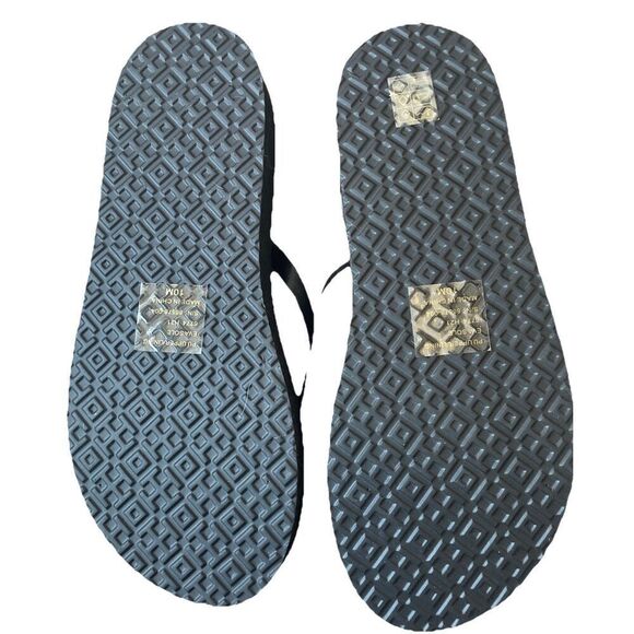 New Tory Burch 86576 Black With Gold Hardware Women's Platform Flip Flops Size 1 - Picture 4 of 5